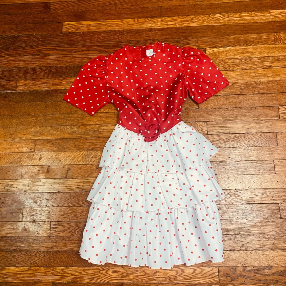 Vintage 1990s girls polka dot dress.